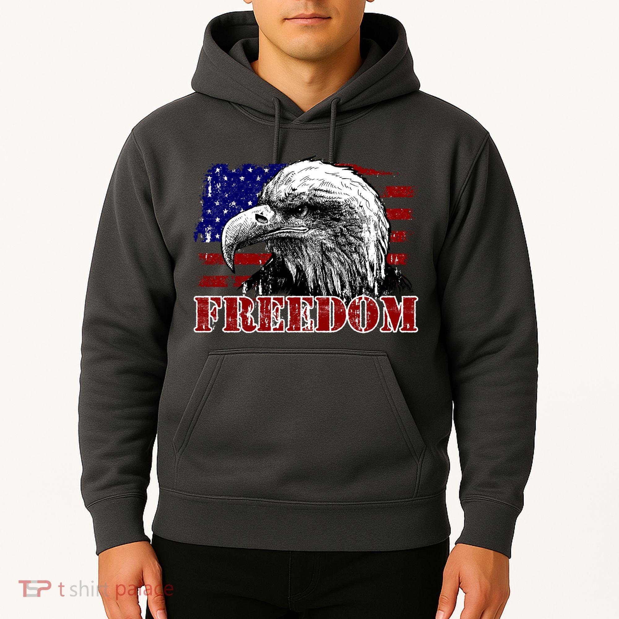 Bald Eagle Distressed USA Flag Freedom 4th of July Hoodie