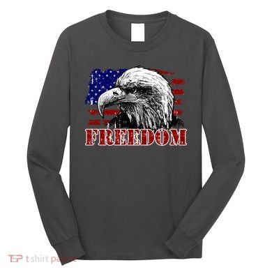 Bald Eagle Distressed USA Flag Freedom 4th of July Long Sleeve Shirt