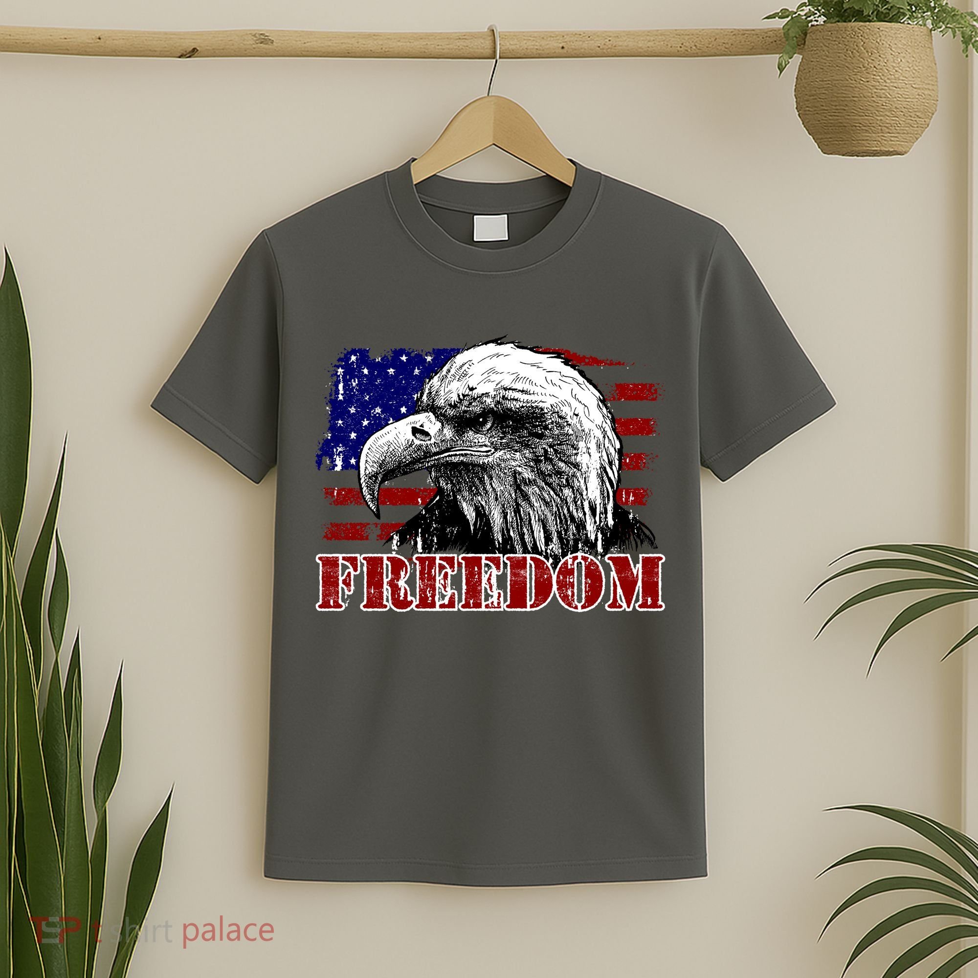 Bald Eagle Distressed USA Flag Freedom 4th of July T-Shirt