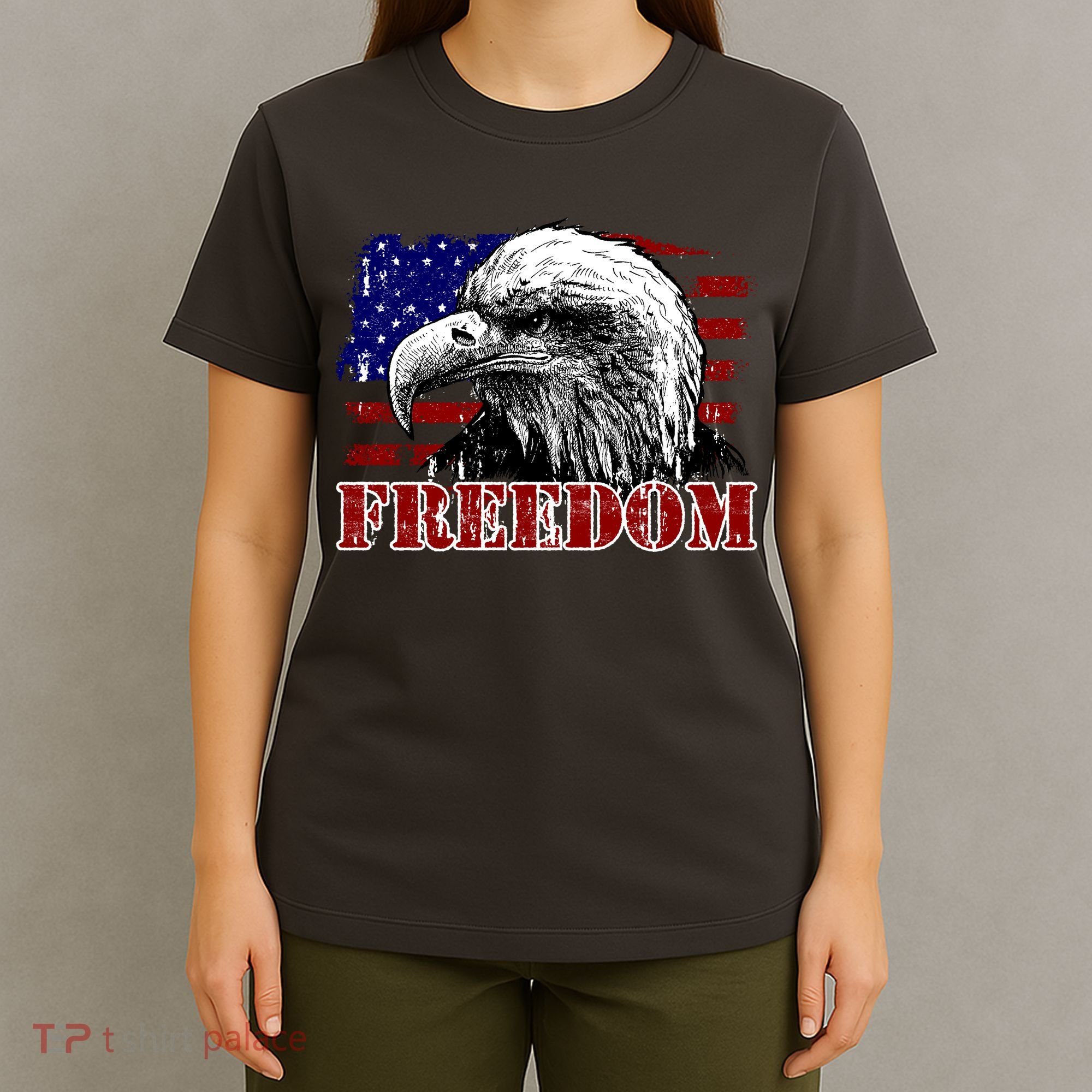 Bald Eagle Distressed USA Flag Freedom 4th of July T-Shirt