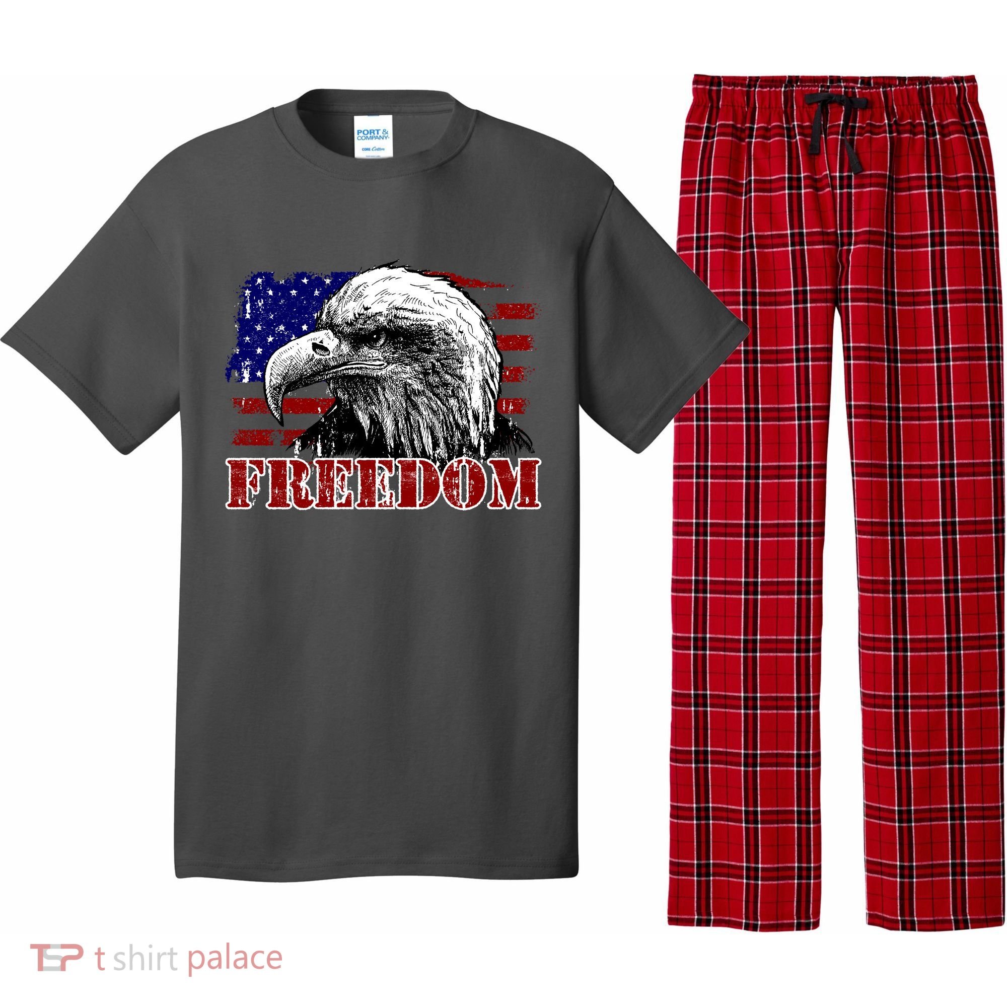 Bald Eagle Distressed USA Flag Freedom 4th of July Pajama Set