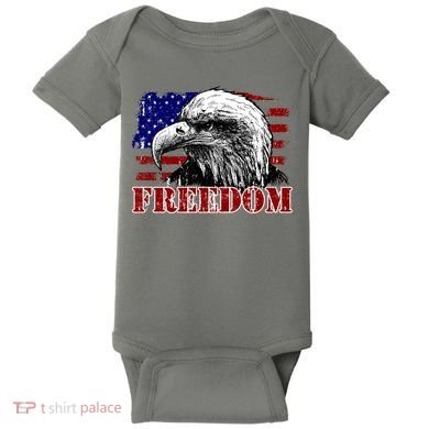 Bald Eagle Distressed USA Flag Freedom 4th of July Baby Bodysuit