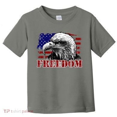 Bald Eagle Distressed USA Flag Freedom 4th of July Toddler T-Shirt