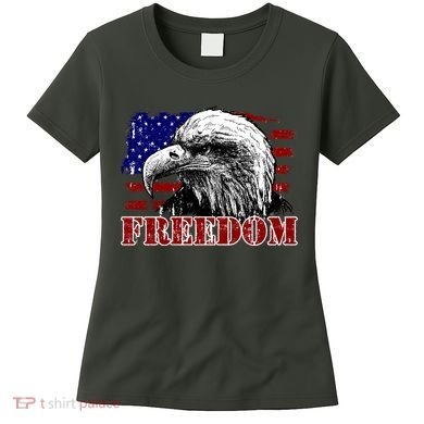 Bald Eagle Distressed USA Flag Freedom 4th of July Women's T-Shirt