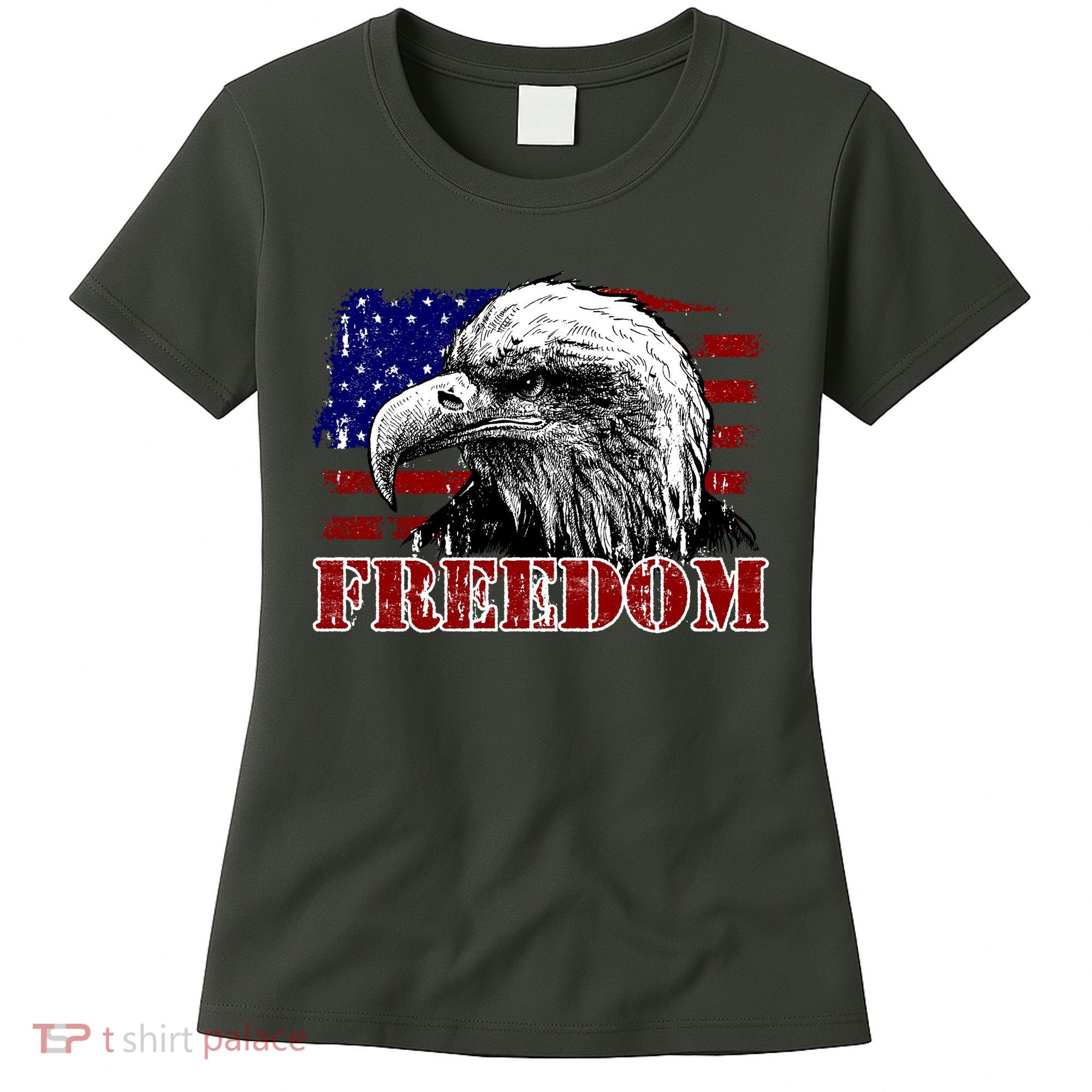 Bald Eagle Distressed USA Flag Freedom 4th of July Women's T-Shirt