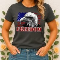 Bald Eagle Distressed USA Flag Freedom 4th of July Women's T-Shirt thumb 2