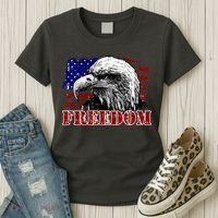 Bald Eagle Distressed USA Flag Freedom 4th of July Women's T-Shirt thumb 3