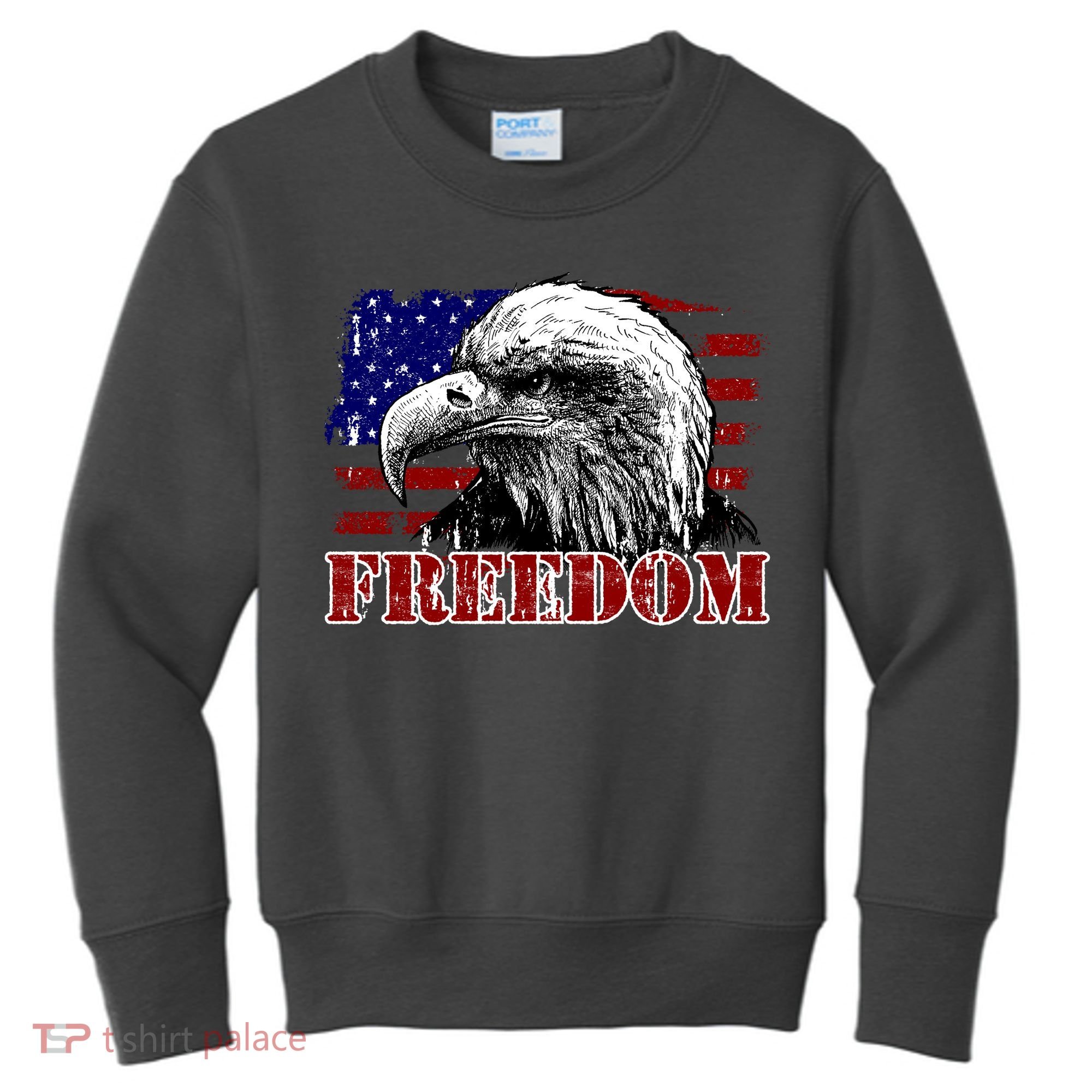 Bald Eagle Distressed USA Flag Freedom 4th of July Kids Sweatshirt