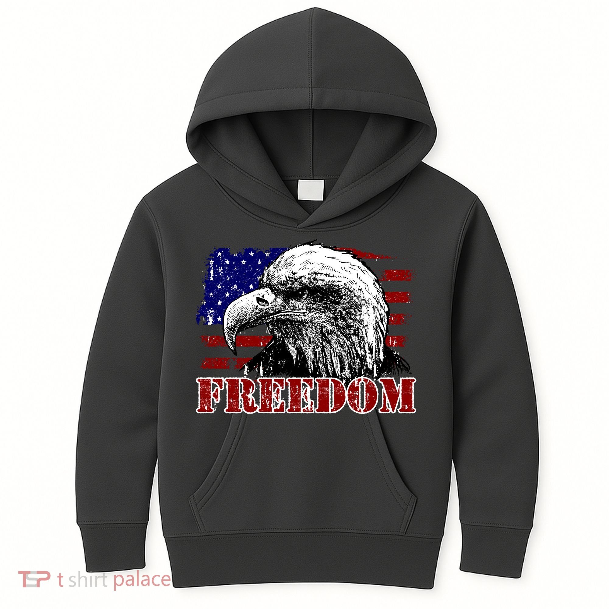 Bald Eagle Distressed USA Flag Freedom 4th of July Kids Hoodie