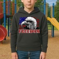 Bald Eagle Distressed USA Flag Freedom 4th of July Kids Hoodie thumb 2