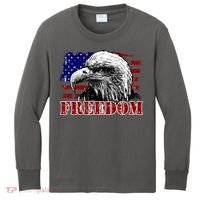 Bald Eagle Distressed USA Flag Freedom 4th of July Kids Long Sleeve Shirt thumb 0