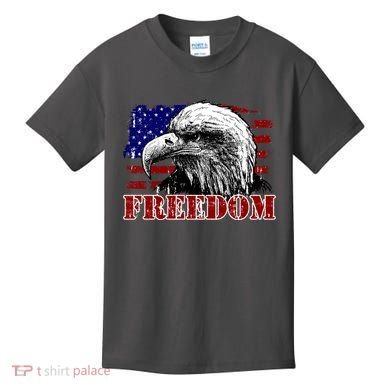 Bald Eagle Distressed USA Flag Freedom 4th of July Kids T-Shirt