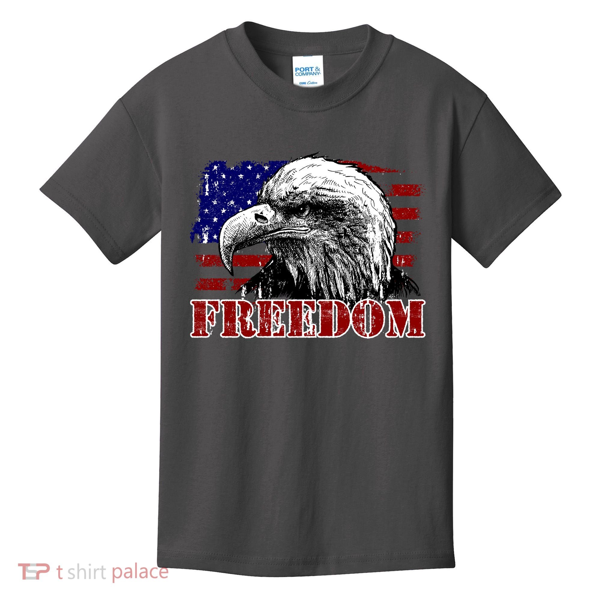 Bald Eagle Distressed USA Flag Freedom 4th of July Kids T-Shirt