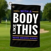 Bald Head Body Funny Golf Towel thumb 1