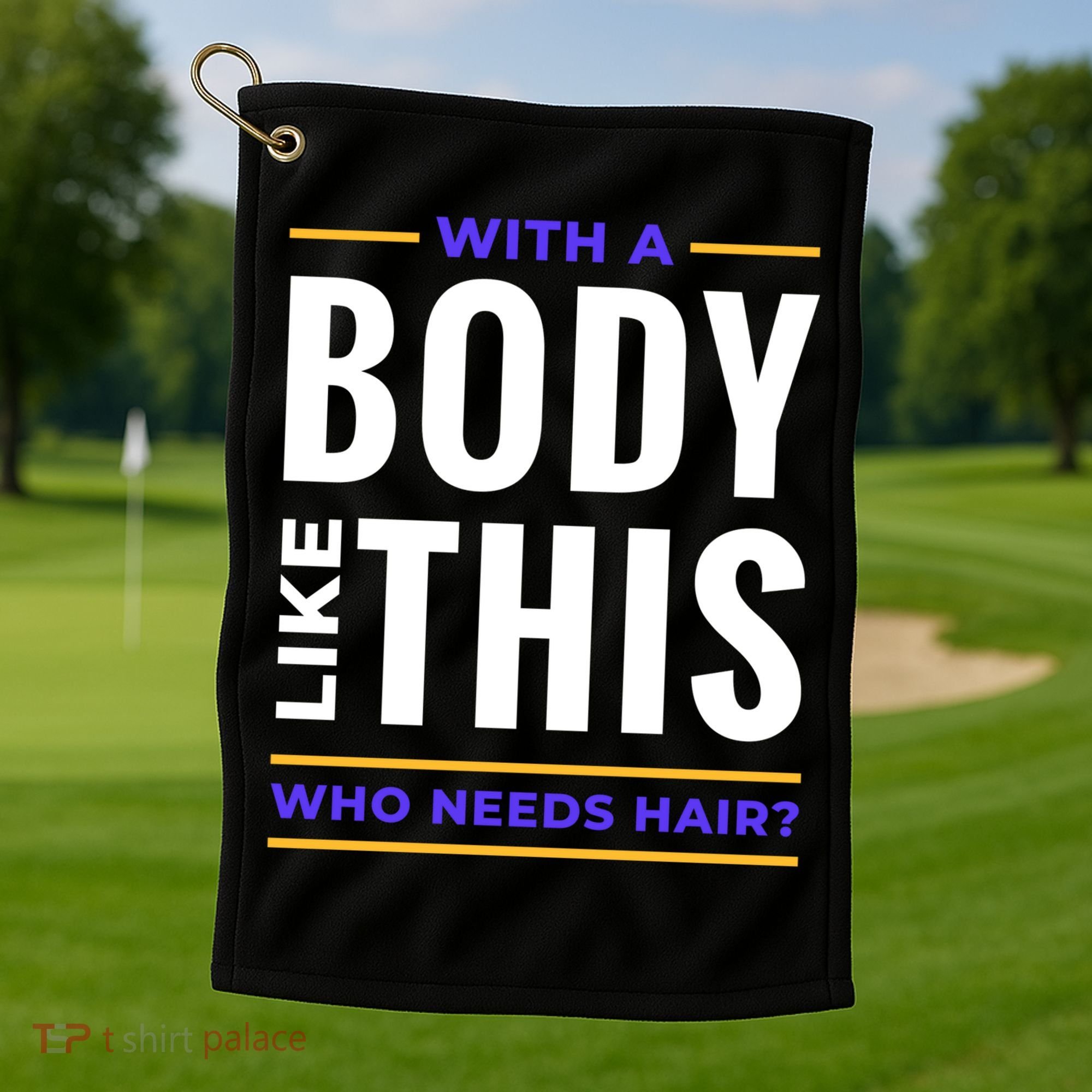 Bald Head Body Funny Golf Towel