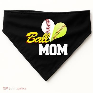 Ball Mom Heart Baseball Fan USA-Made Doggie Bandana
