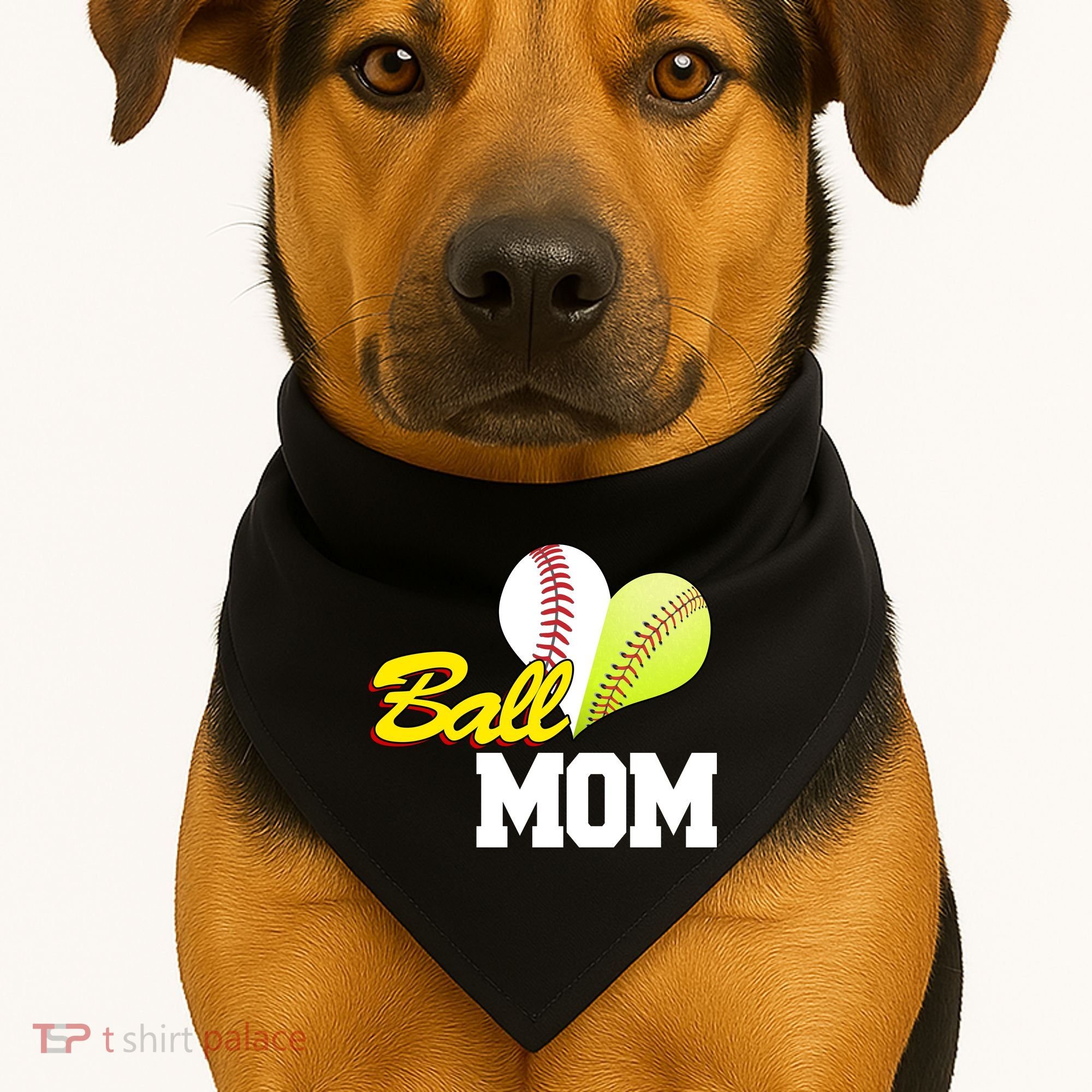 Ball Mom Heart Baseball Fan USA-Made Doggie Bandana