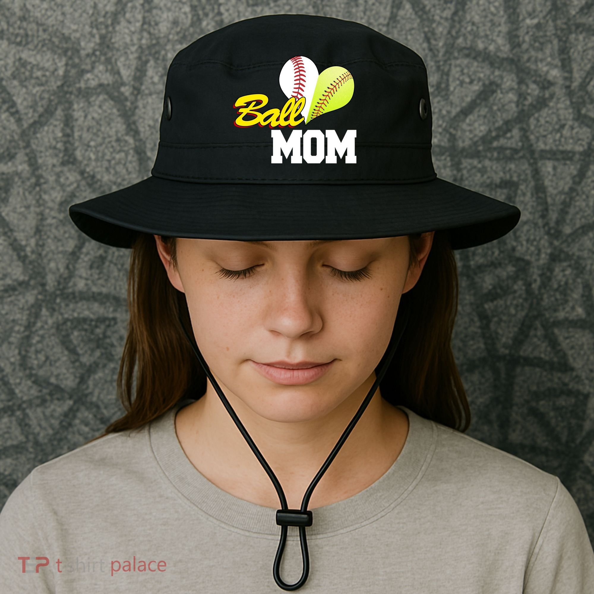 Ball Mom Heart Baseball Fan Bucket Hat
