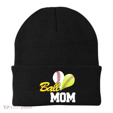 Ball Mom Heart Baseball Fan Beanie