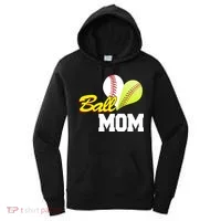 Ball Mom Heart Baseball Fan Women's Hoodie thumb 0
