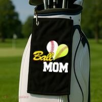 Ball Mom Heart Baseball Fan Golf Towel thumb 2