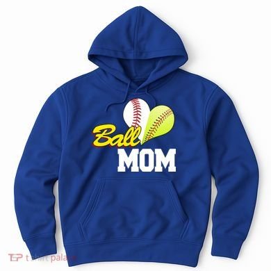 Ball Mom Heart Baseball Fan Hoodie