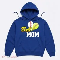 Ball Mom Heart Baseball Fan Hoodie thumb 0