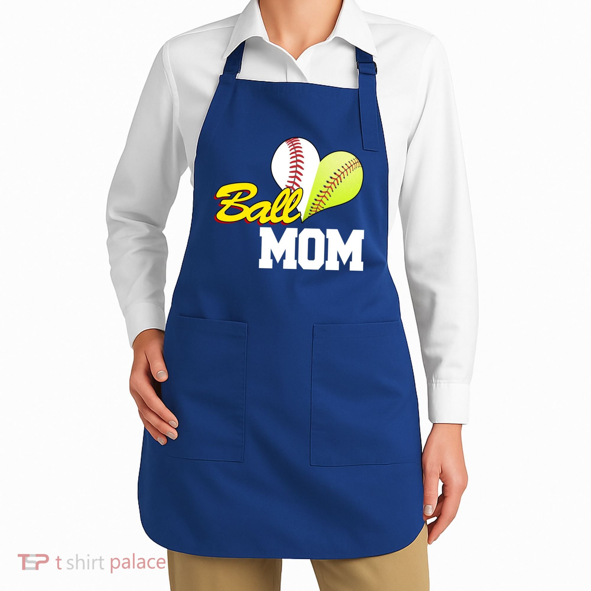 Ball Mom Heart Baseball Fan Apron