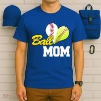 Ball Mom Heart Baseball Fan T-Shirt thumb 6