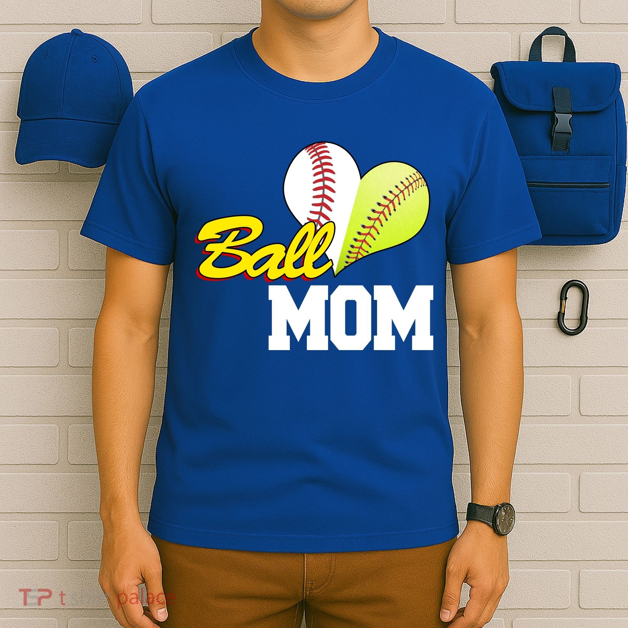 Ball Mom Heart Baseball Fan T-Shirt