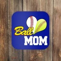 Ball Mom Heart Baseball Fan Coaster thumb 0