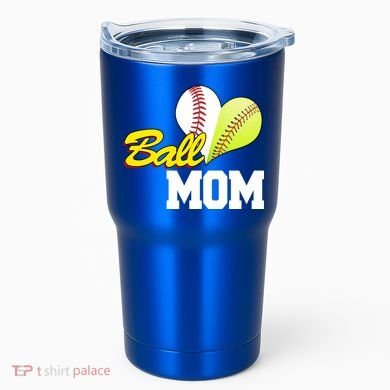 Ball Mom Heart Baseball Fan Tumbler