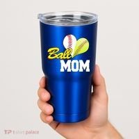 Ball Mom Heart Baseball Fan Tumbler thumb 2