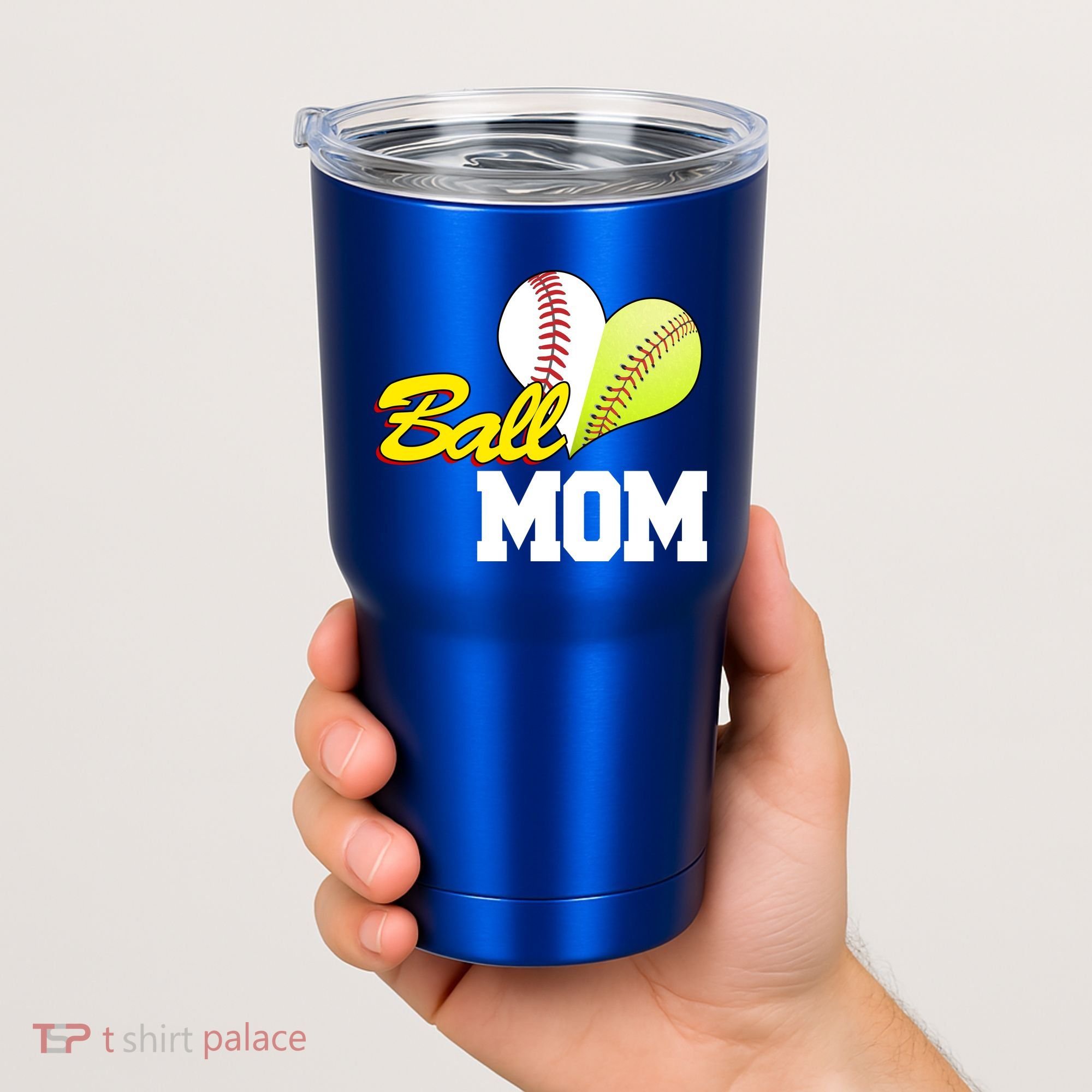Ball Mom Heart Baseball Fan Tumbler