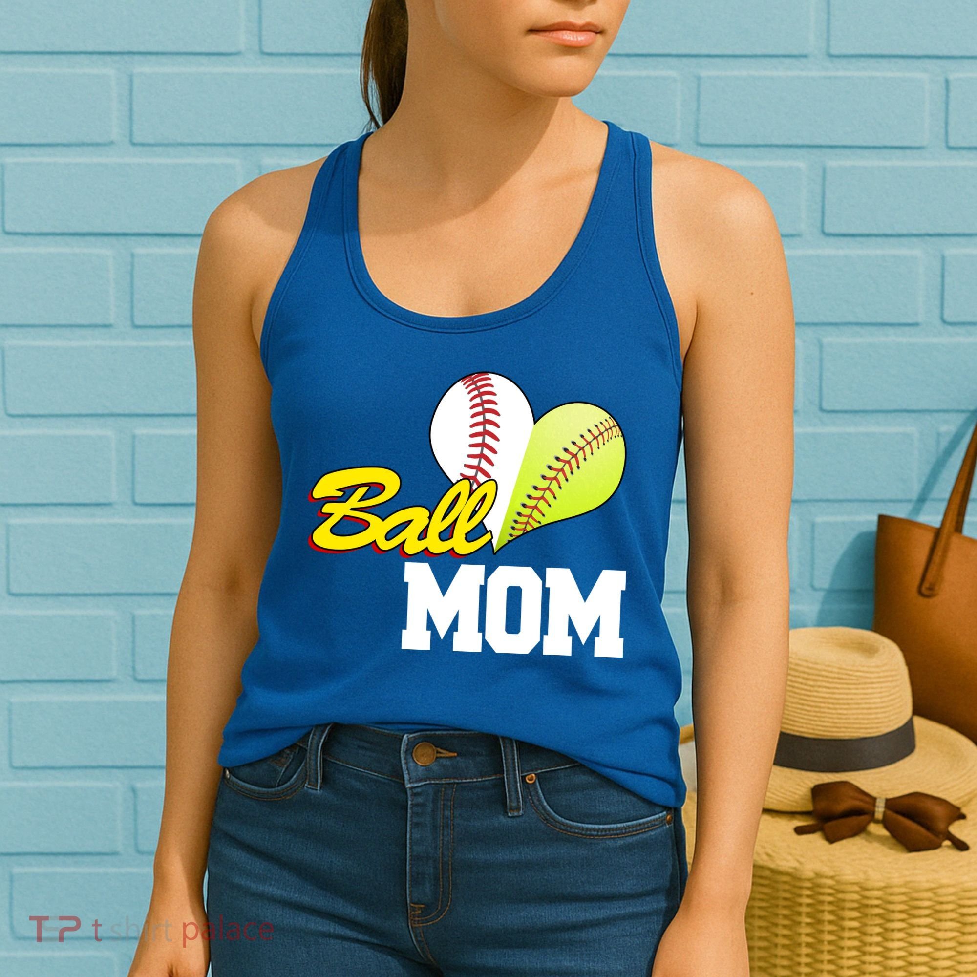 Ball Mom Heart Baseball Fan Women's Tank Top
