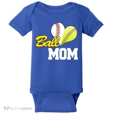 Ball Mom Heart Baseball Fan Baby Bodysuit
