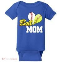 Ball Mom Heart Baseball Fan Baby Bodysuit thumb 0