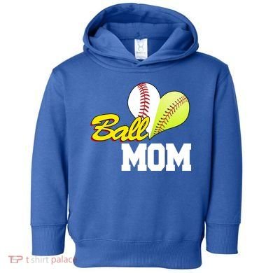 Ball Mom Heart Baseball Fan Toddler Hoodie