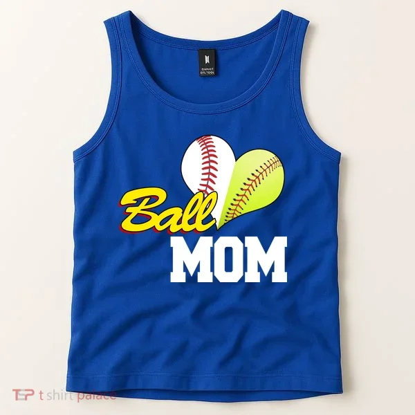 Ball Mom Heart Baseball Fan Tank Top