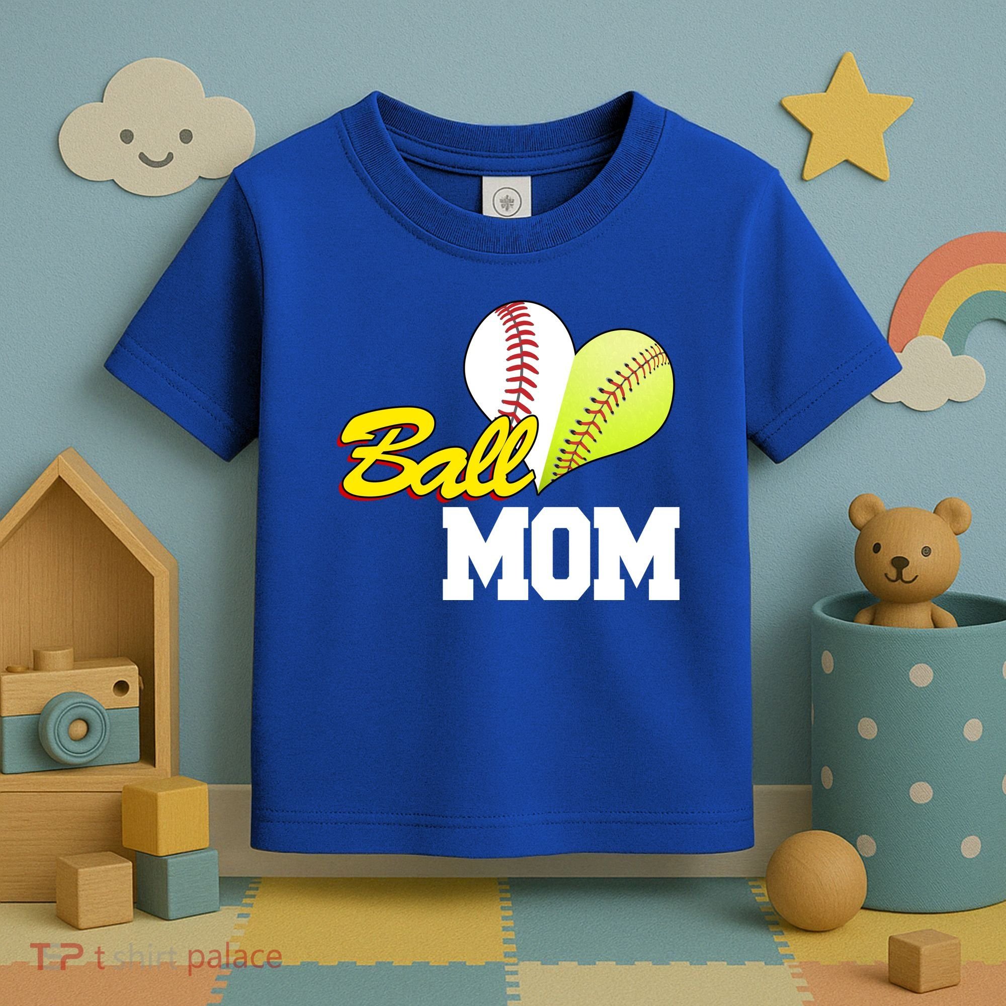 Ball Mom Heart Baseball Fan Toddler T-Shirt