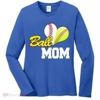 Ball Mom Heart Baseball Fan Women's Long Sleeve Shirt thumb 0