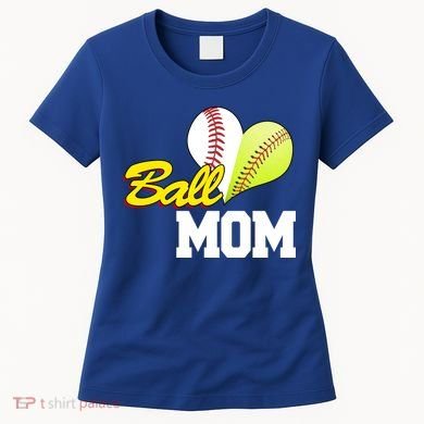 Ball Mom Heart Baseball Fan Women's T-Shirt