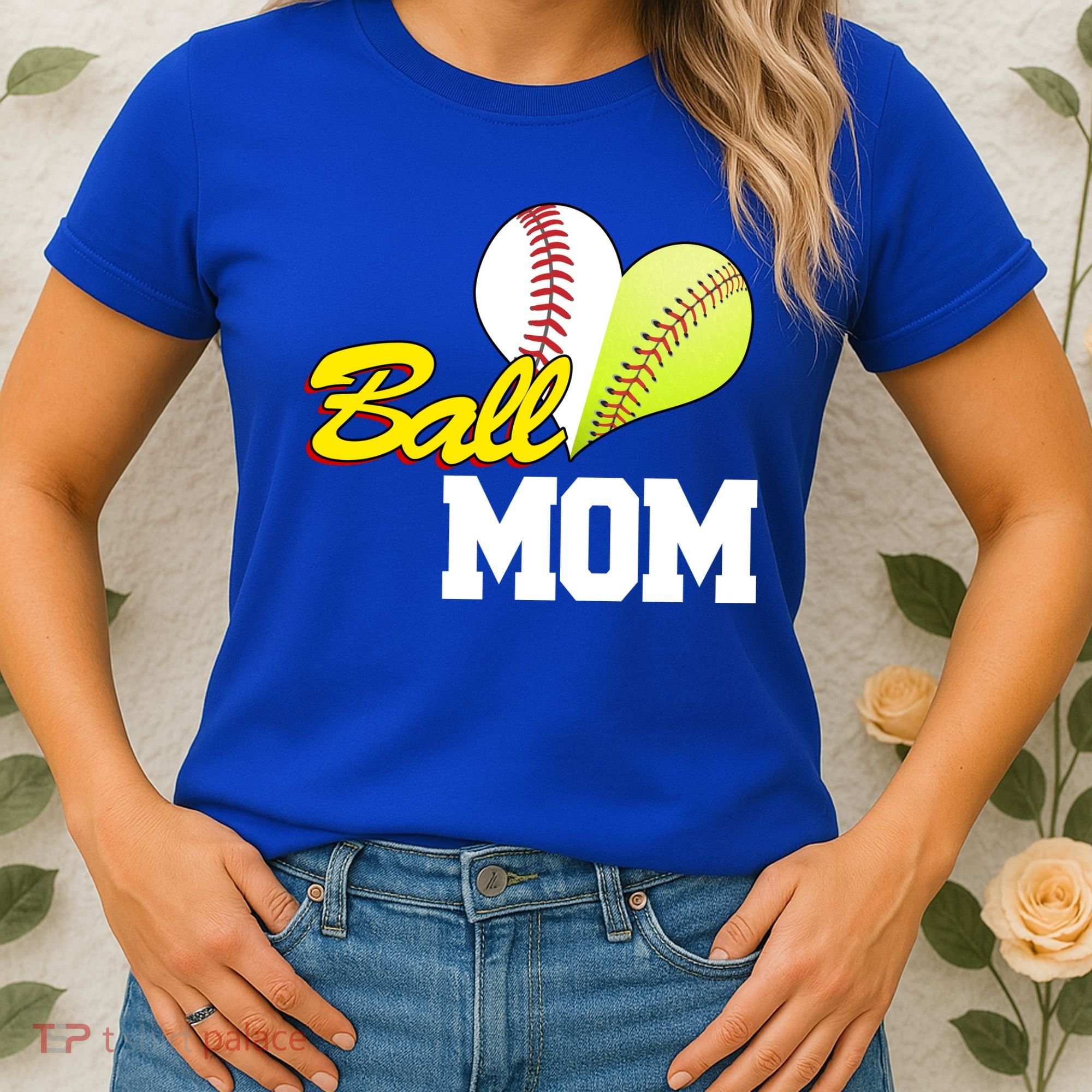 Ball Mom Heart Baseball Fan Women's T-Shirt