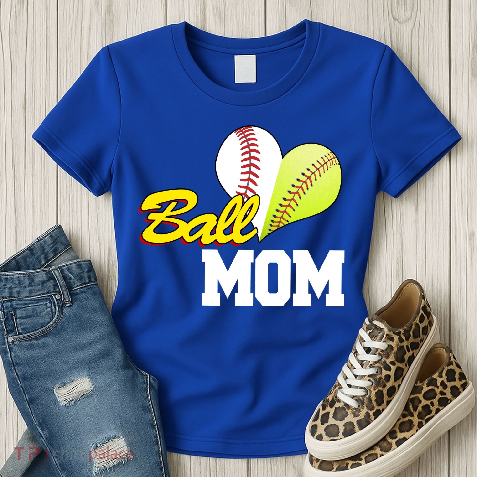 Ball Mom Heart Baseball Fan Women's T-Shirt