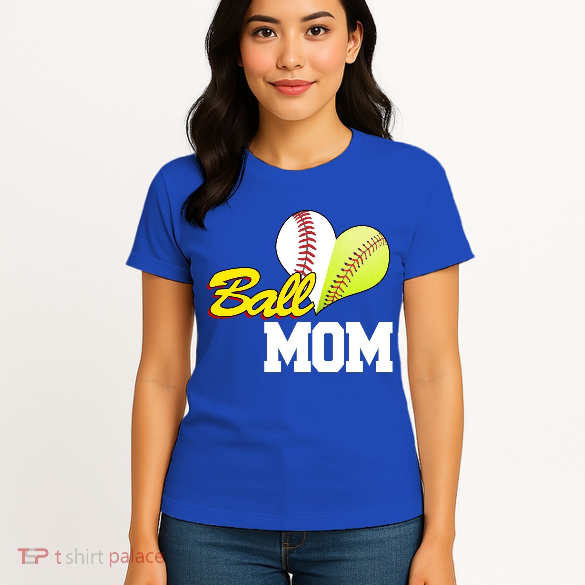 Ball Mom Heart Baseball Fan Women's T-Shirt