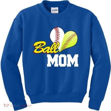 Ball Mom Heart Baseball Fan Kids Sweatshirt