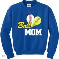 Ball Mom Heart Baseball Fan Kids Sweatshirt thumb 0