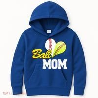 Ball Mom Heart Baseball Fan Kids Hoodie thumb 0