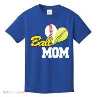 Ball Mom Heart Baseball Fan Kids T-Shirt thumb 0