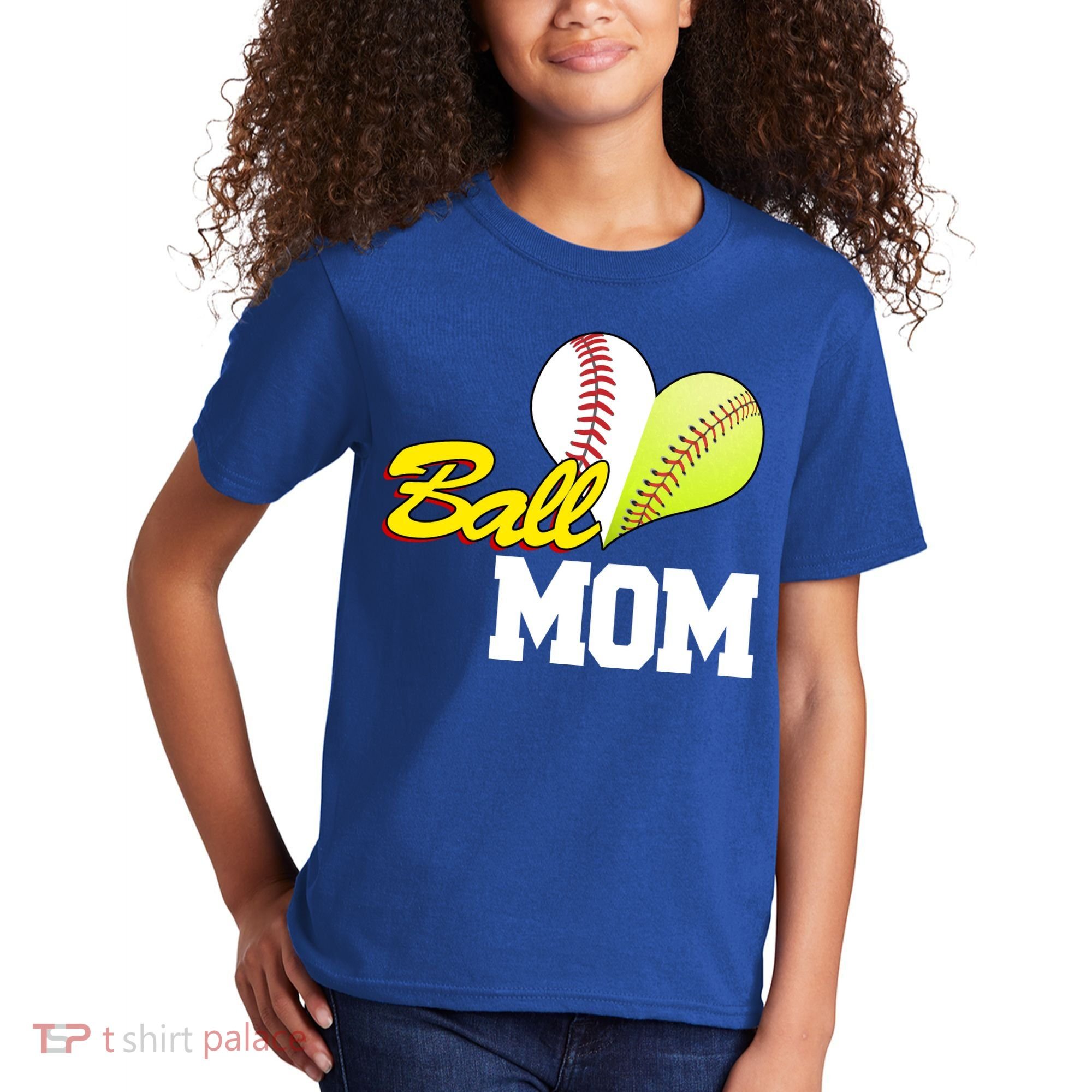 Ball Mom Heart Baseball Fan Kids T-Shirt
